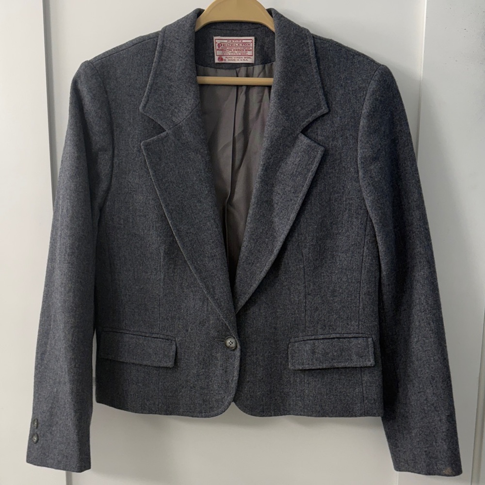 Vintage 1980s Pendleton virgin wool single-button blazer - made in USA